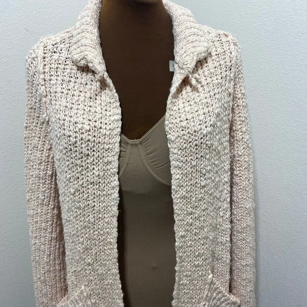 Free People Waterfront Chunky-Knit Long Sleeves Cardigan in Rose Size X-Small